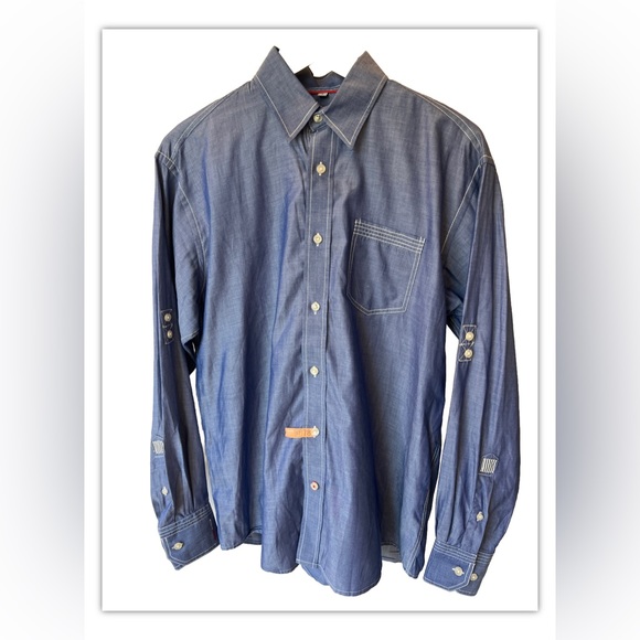 Luchiano Visconti Uomo Limited Edition Blue White Stitching Small S Men's Shirt - Picture 1 of 4